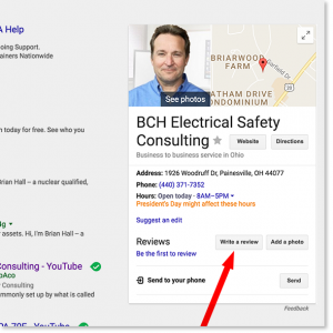 Google review for BCH Electrical Safety Consulting